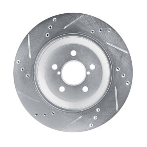 Subaru Crosstrek Brake Rotor (1) - Rear Right - R1 Concepts - Drilled & Slotted - Silver - `19-`23